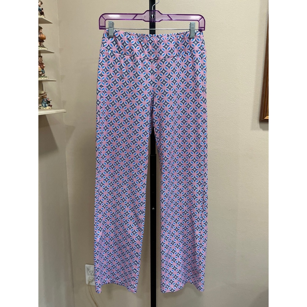 J.McLaughlin Pants Catalina Cloth XS Blue Red Geometric Trellis Straight Leg